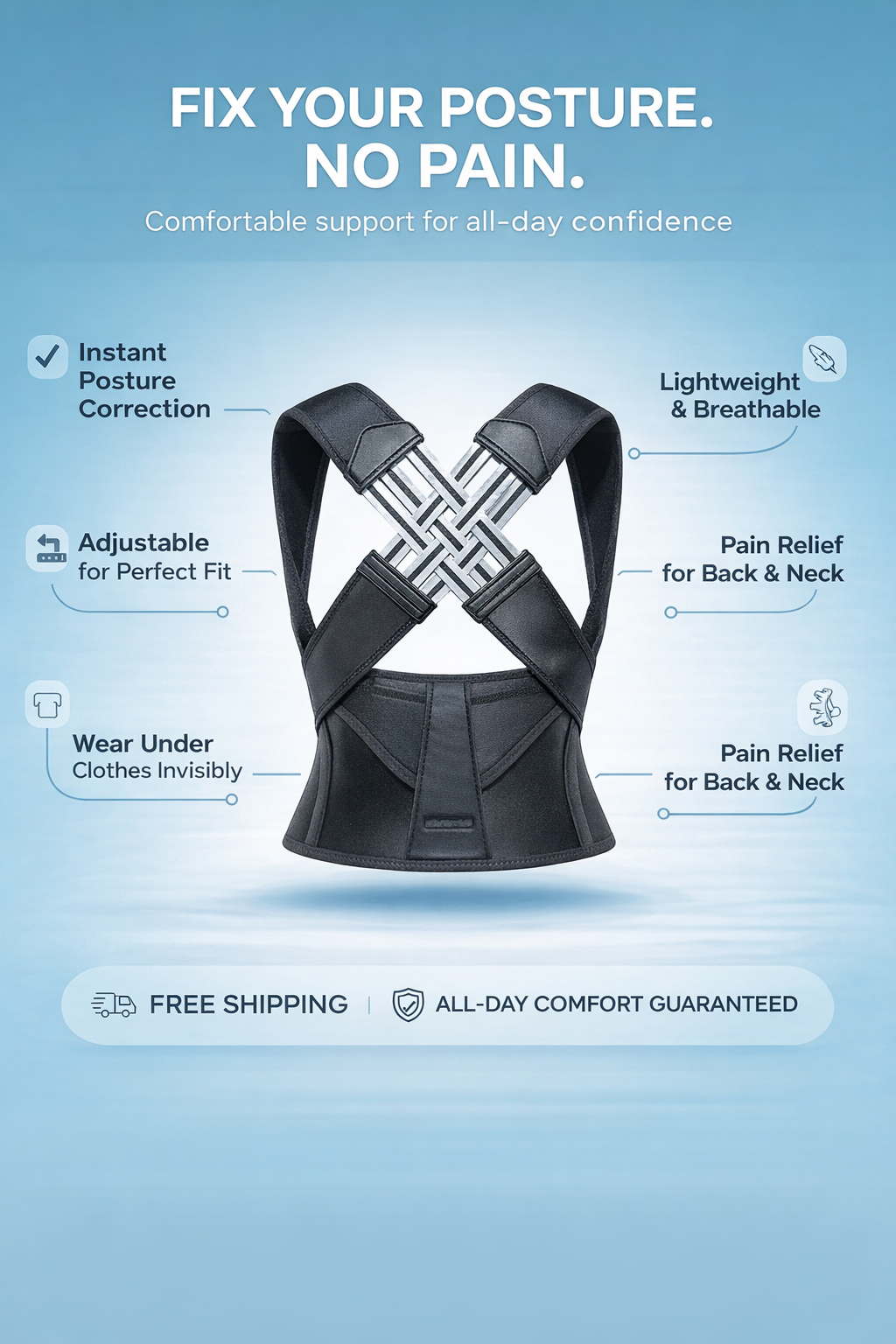 AlignX™ Smart Posture Corrector – Ergonomic Back Support for Pain-Free Living